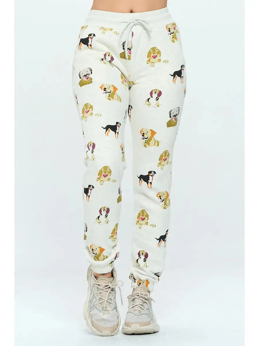 Playful Dogs Print Sweatpants