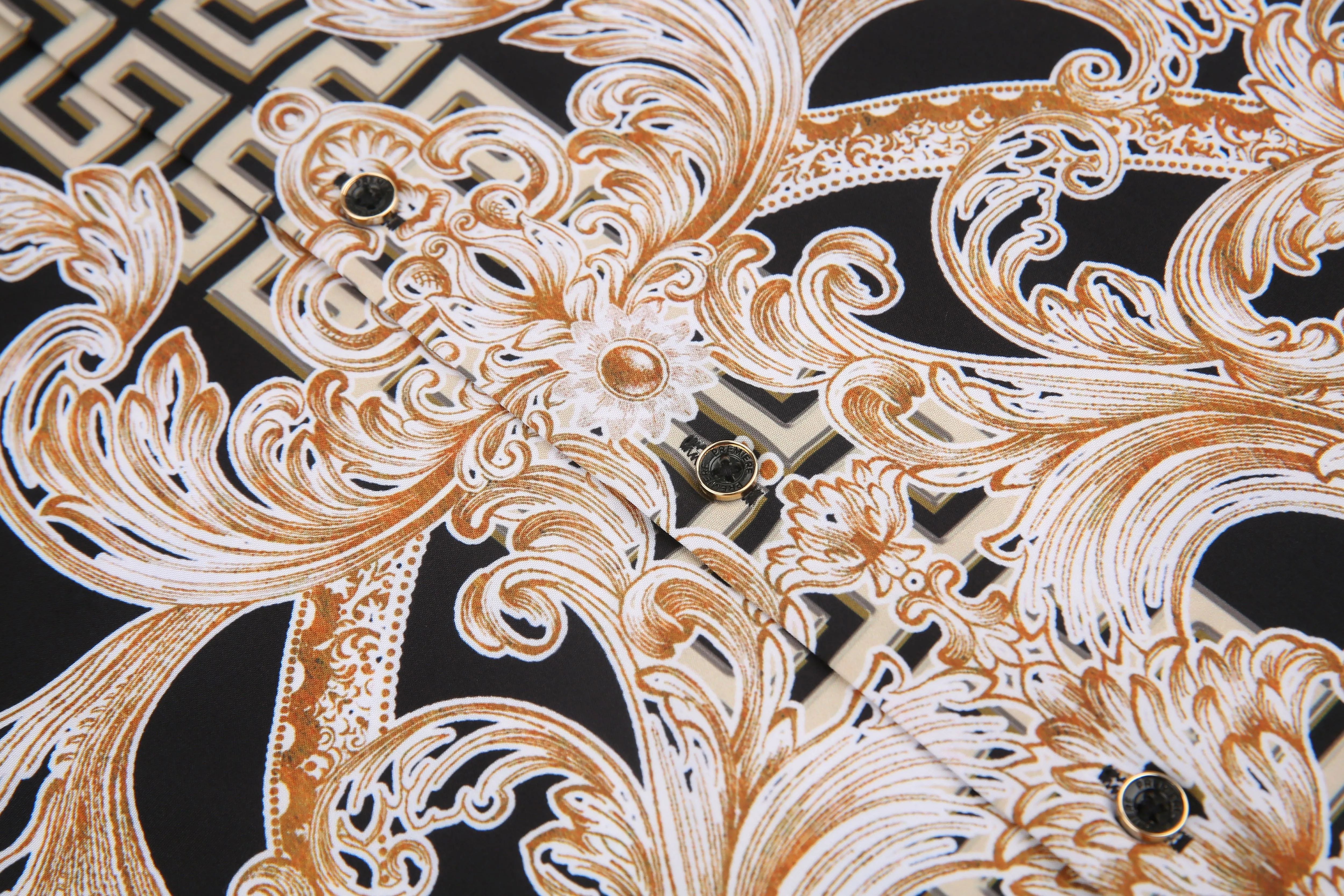 PREMIERE SHIRTS: BLACK/GOLD FLORAL