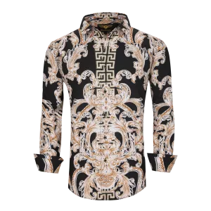 PREMIERE SHIRTS: BLACK/GOLD FLORAL