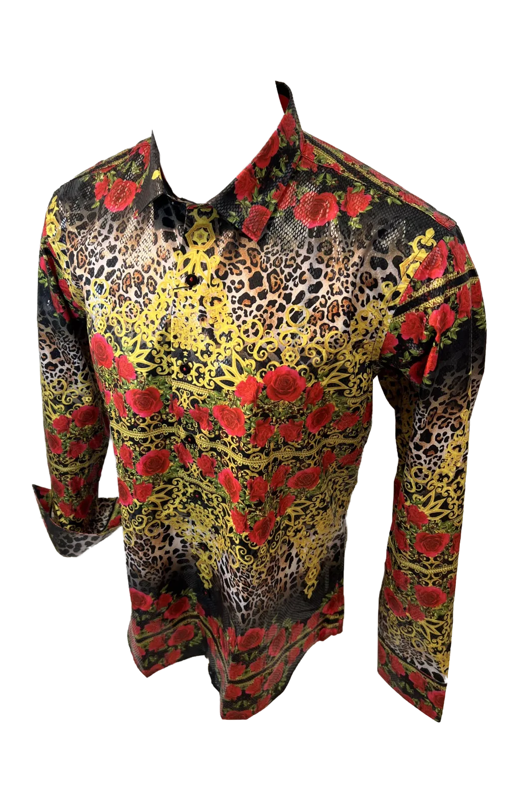 PREMIERE SHIRTS: BLACK/GOLD LEOPARD