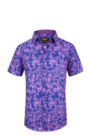 PREMIERE SHORT SLEEVE SHIRTS: PURPLE PAISLEY