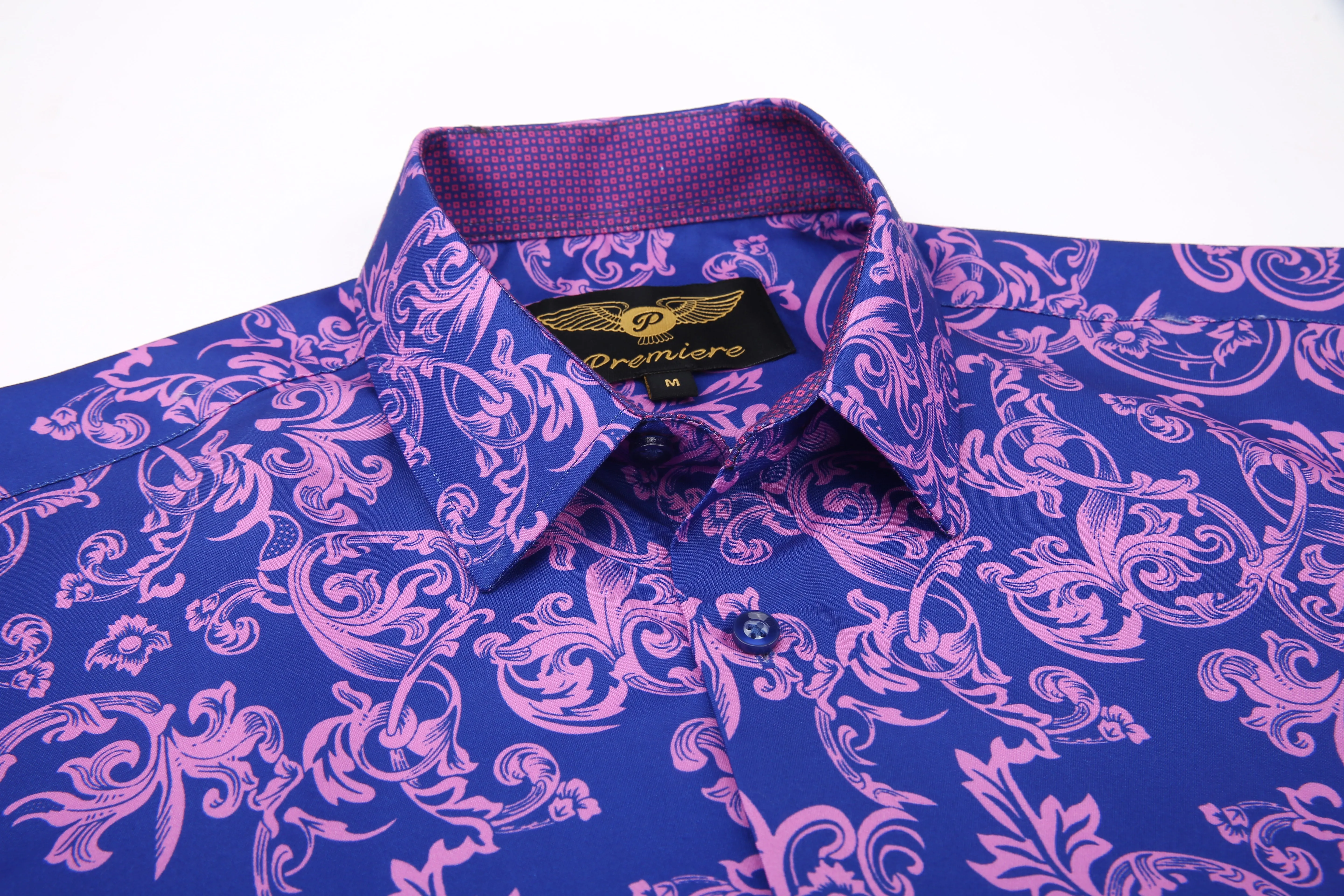 PREMIERE SHORT SLEEVE SHIRTS: PURPLE PAISLEY