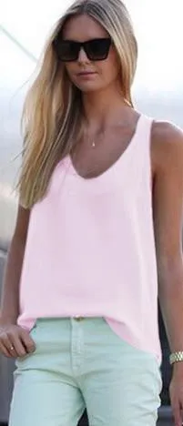 Pure Color Scoop Casual Sleeves Street Chic Vest