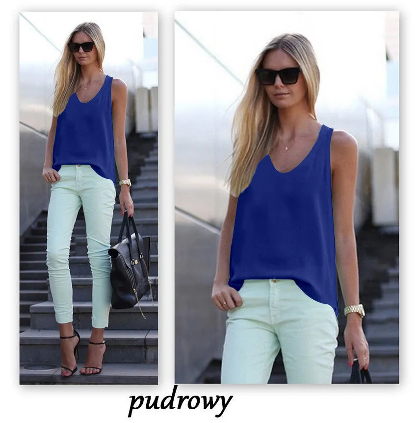 Pure Color Scoop Casual Sleeves Street Chic Vest