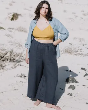 R: Maxi WELS wide leg linen pants (Size: M/L; Color: Vintage Green)