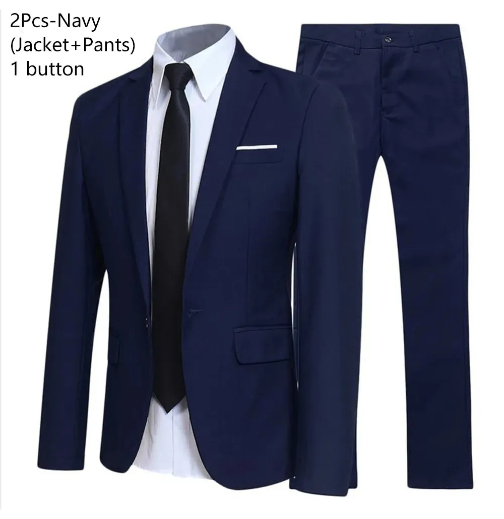 Refined Blue Business Suit Ensemble