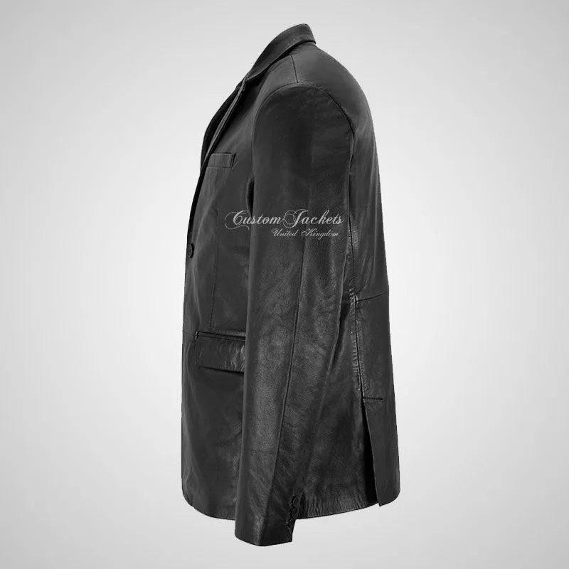 ROMA Men's 2 button Leather Blazer Leather Sports Jacket