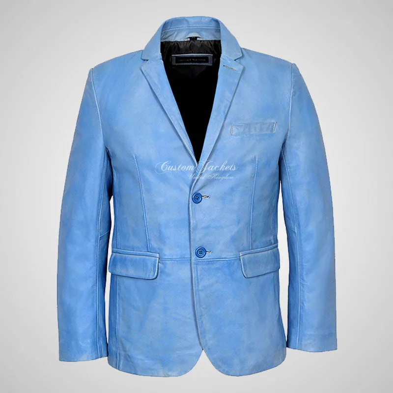 ROMA Men's 2 button Leather Blazer Leather Sports Jacket