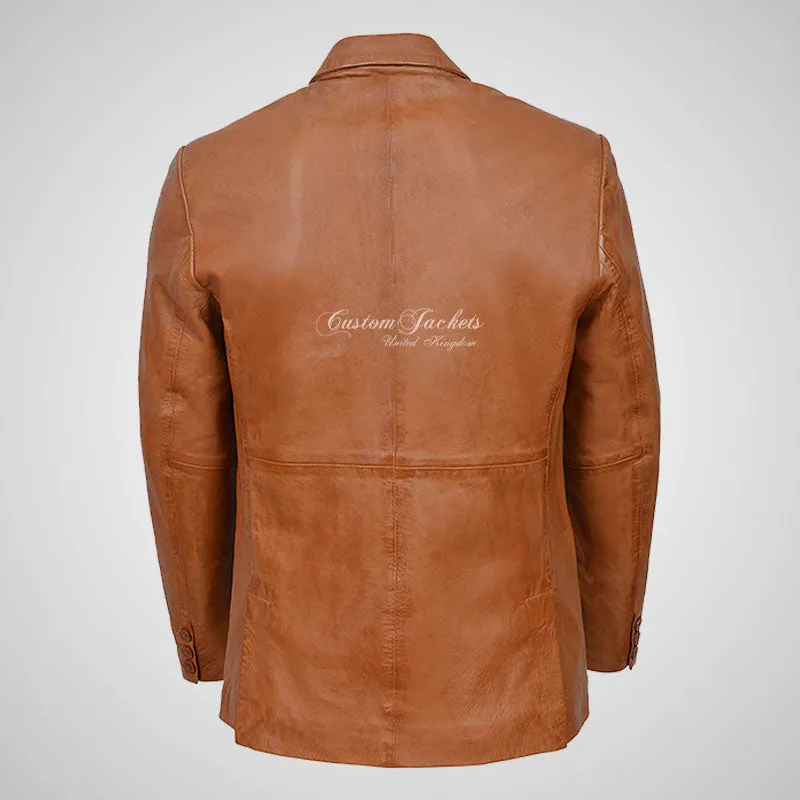 ROMA Men's 2 button Leather Blazer Leather Sports Jacket