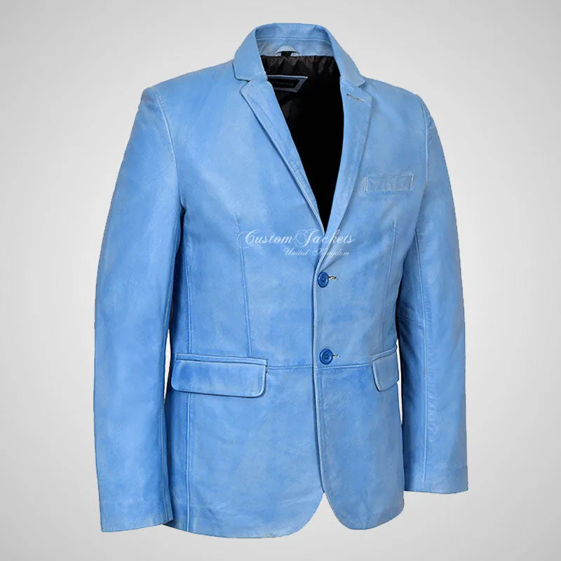 ROMA Men's 2 button Leather Blazer Leather Sports Jacket