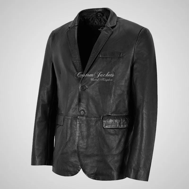 ROMA Men's 2 button Leather Blazer Leather Sports Jacket