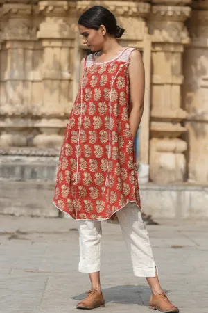 Sadhna 'Biri' Maroon boat neck cut slv cotton kurta