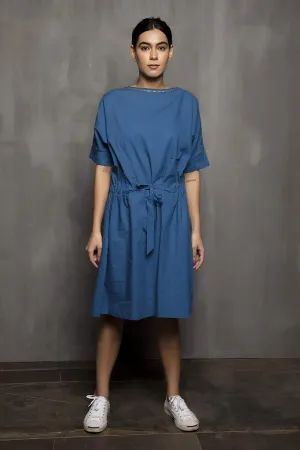 SAMYA - Blue Relaxed Cotton Dress