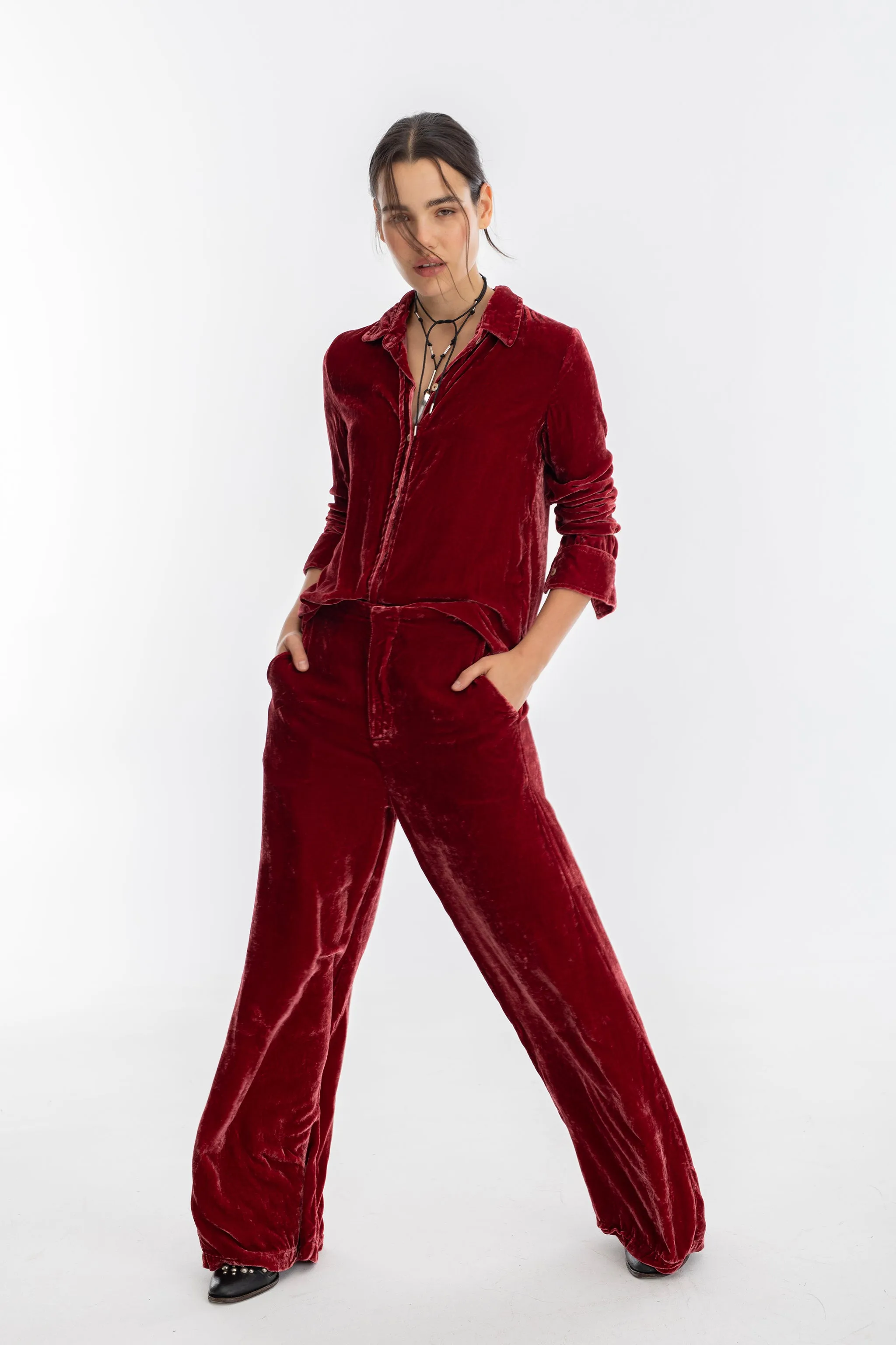 San Marino Velvet Shirt - Rose