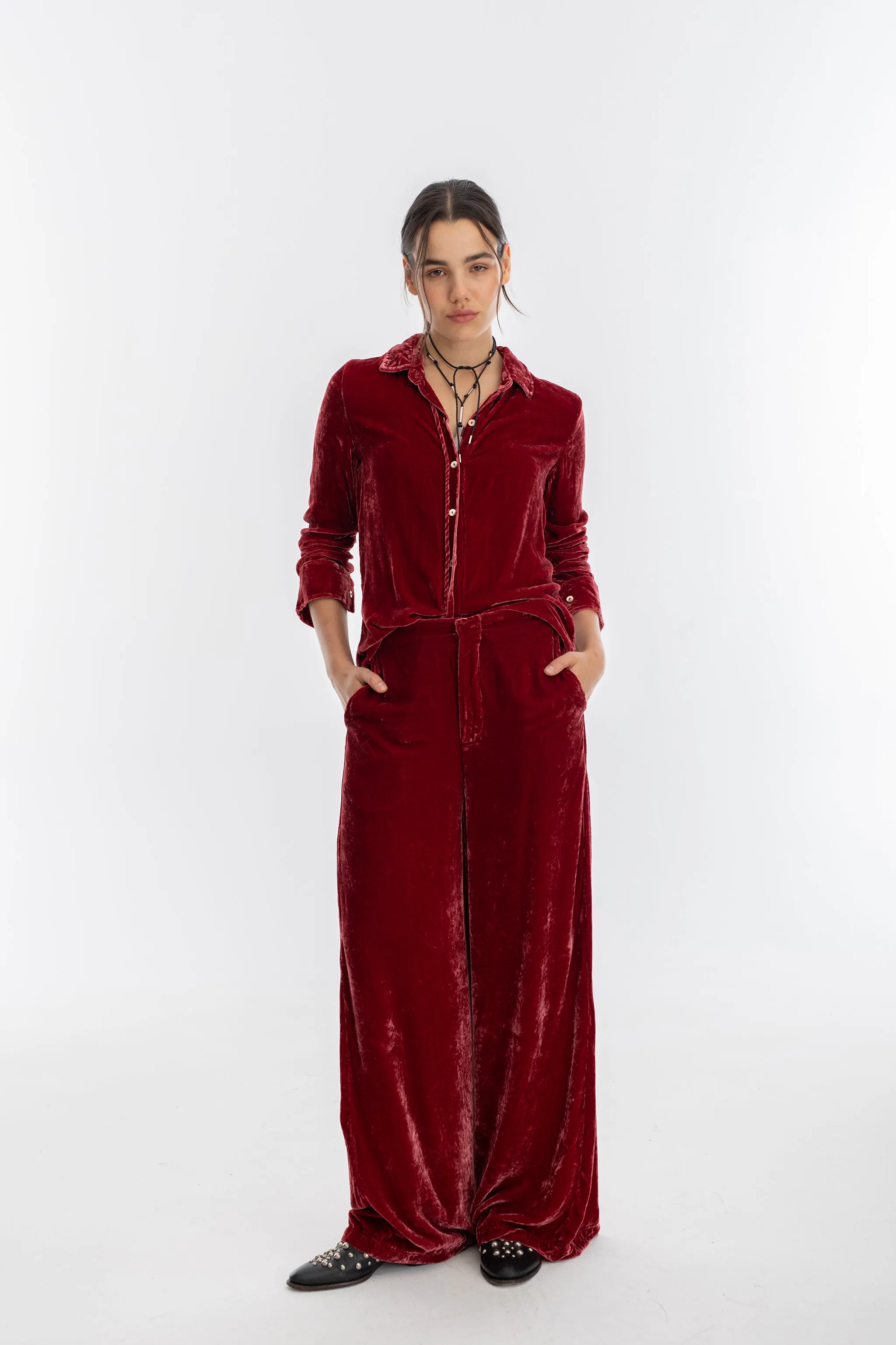 San Marino Velvet Shirt - Rose