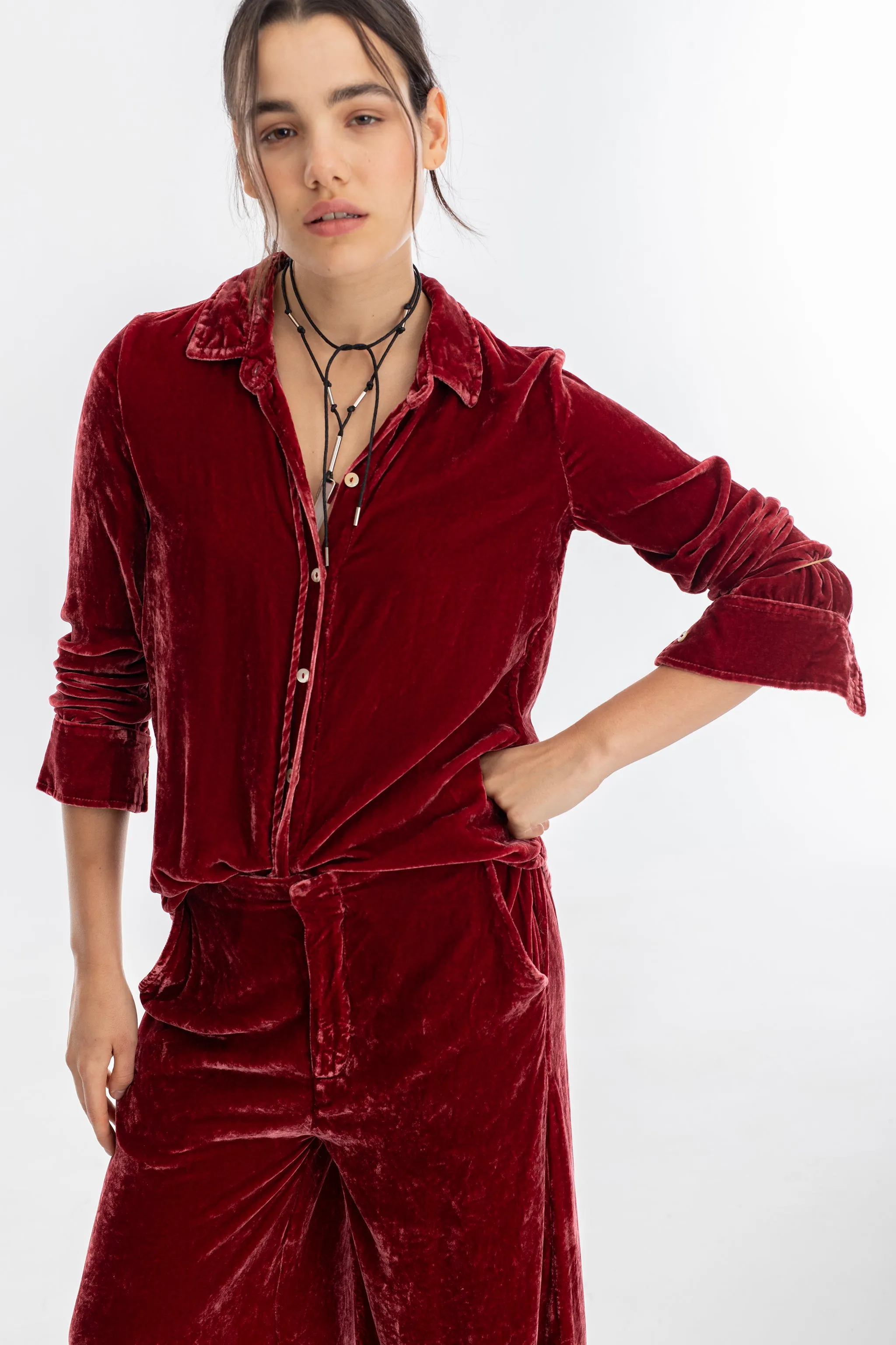 San Marino Velvet Shirt - Rose