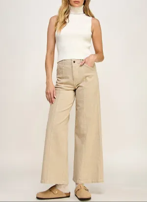 Sandy Dune Clean Seamed High-Rise Wide Leg Jeans