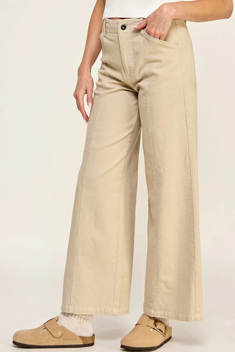 Sandy Dune Clean Seamed High-Rise Wide Leg Jeans