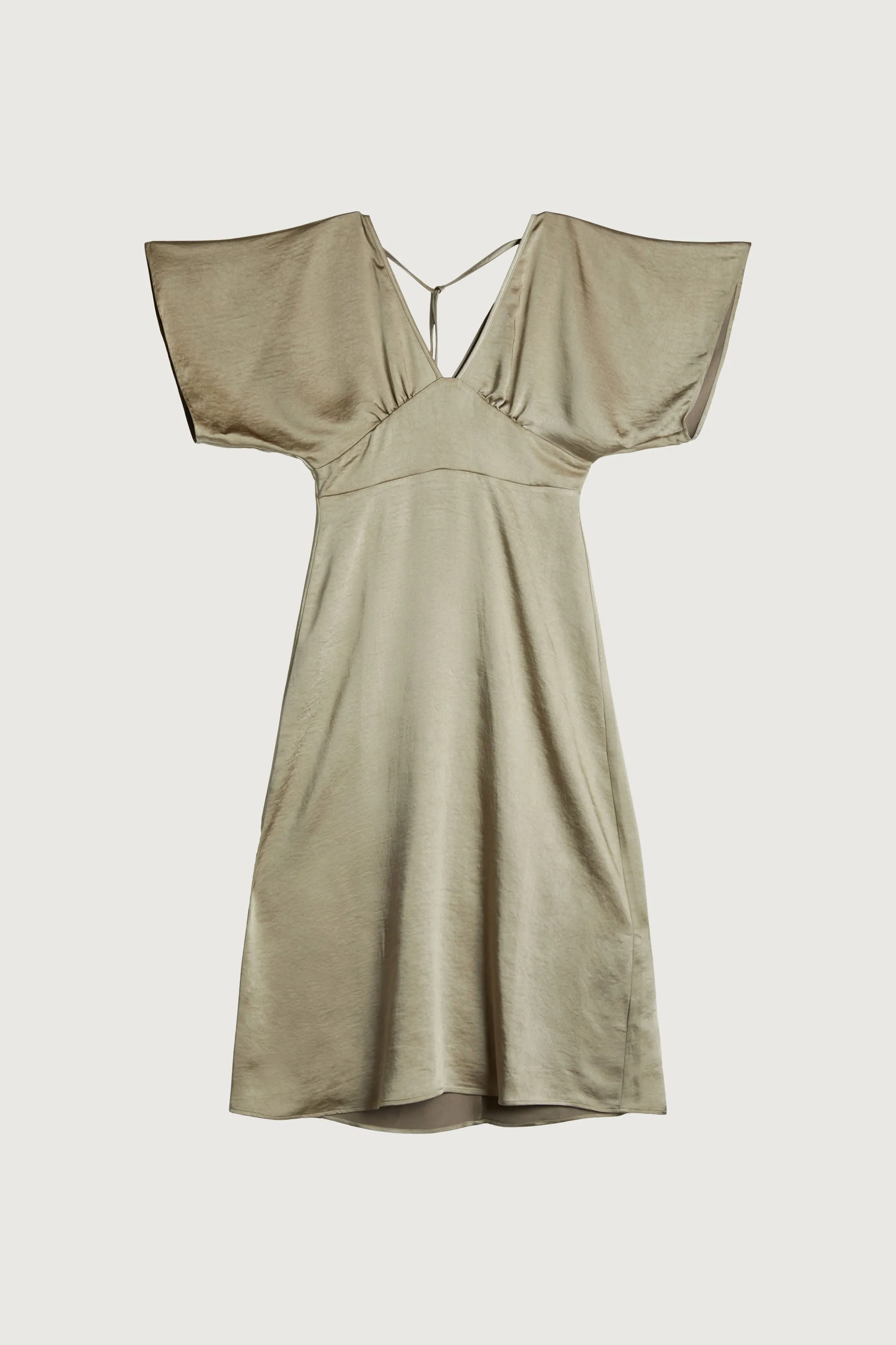 SATIN BUTTERFLY SLEEVE MIDI DRESS