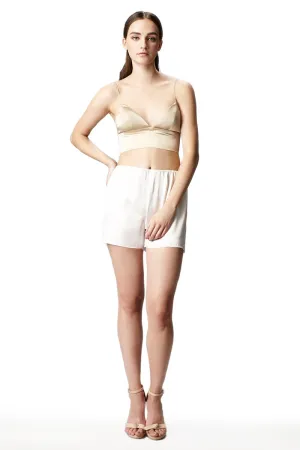Silk Satin Bikini Bralet in Champagne