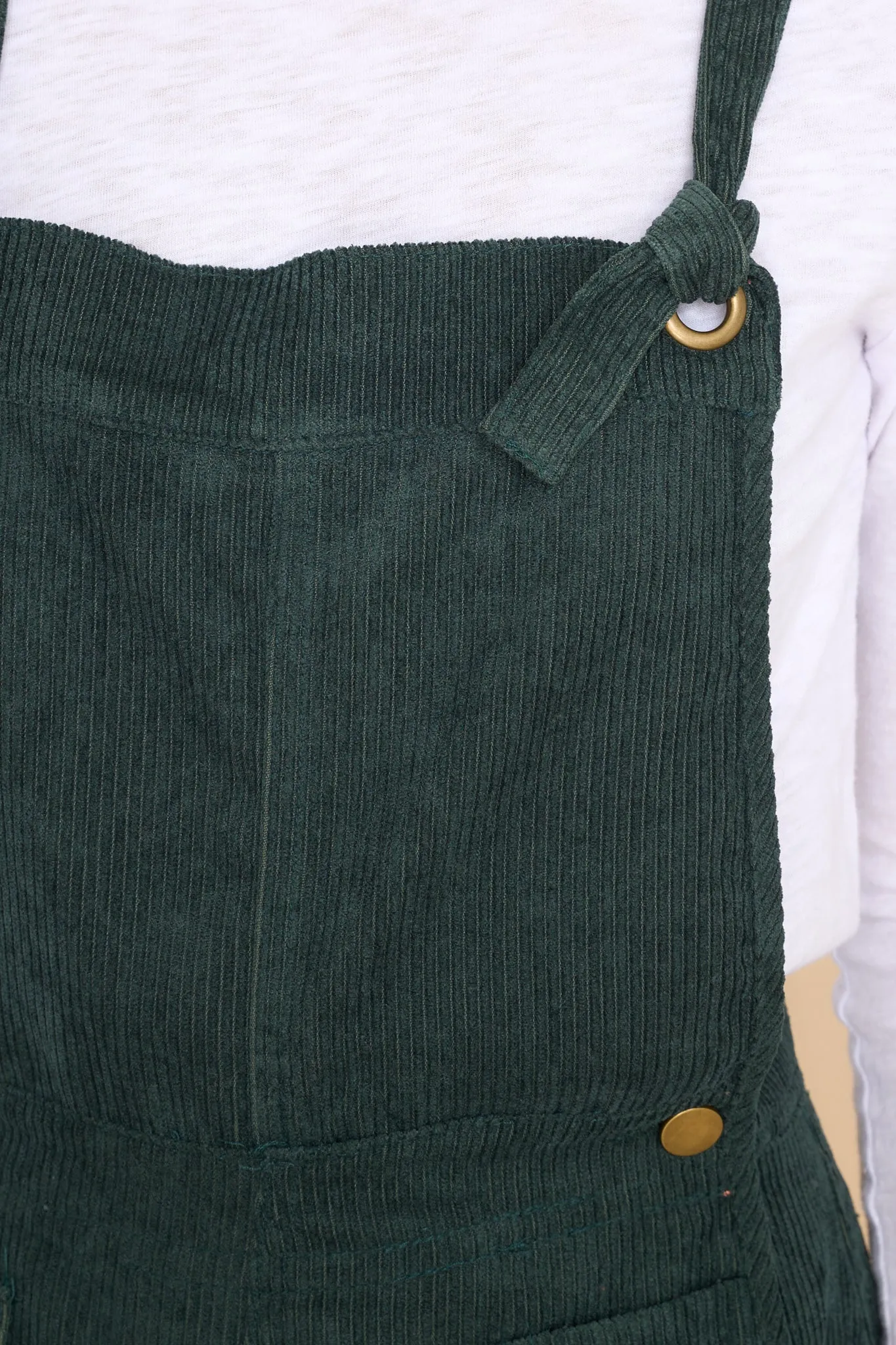 Stay Kind Hunter Green Corduroy Overalls