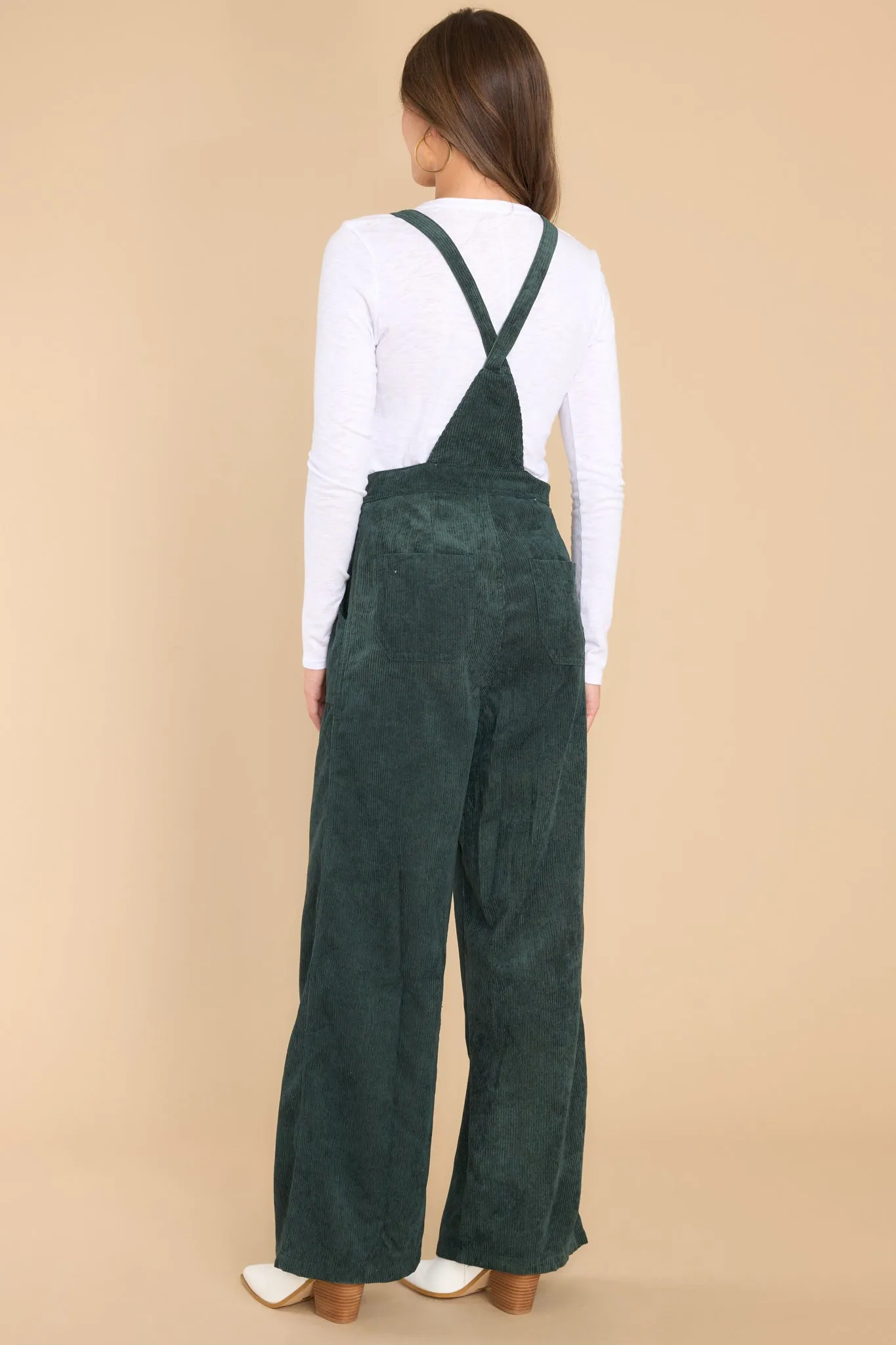 Stay Kind Hunter Green Corduroy Overalls
