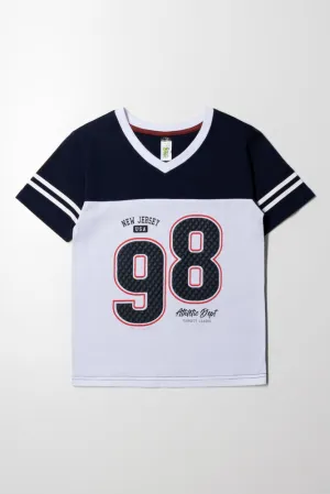 Stripe V-Neck T-Shirt Black And White