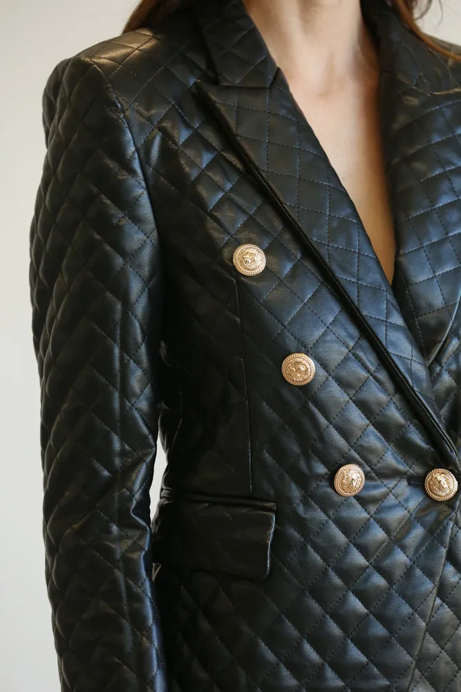 Stylish Faux Leather Blazer for Women