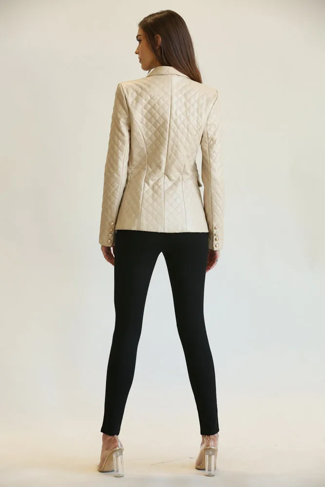 Stylish Faux Leather Blazer for Women