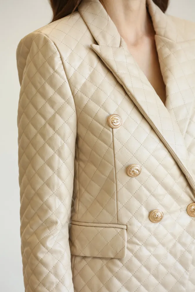 Stylish Faux Leather Blazer for Women