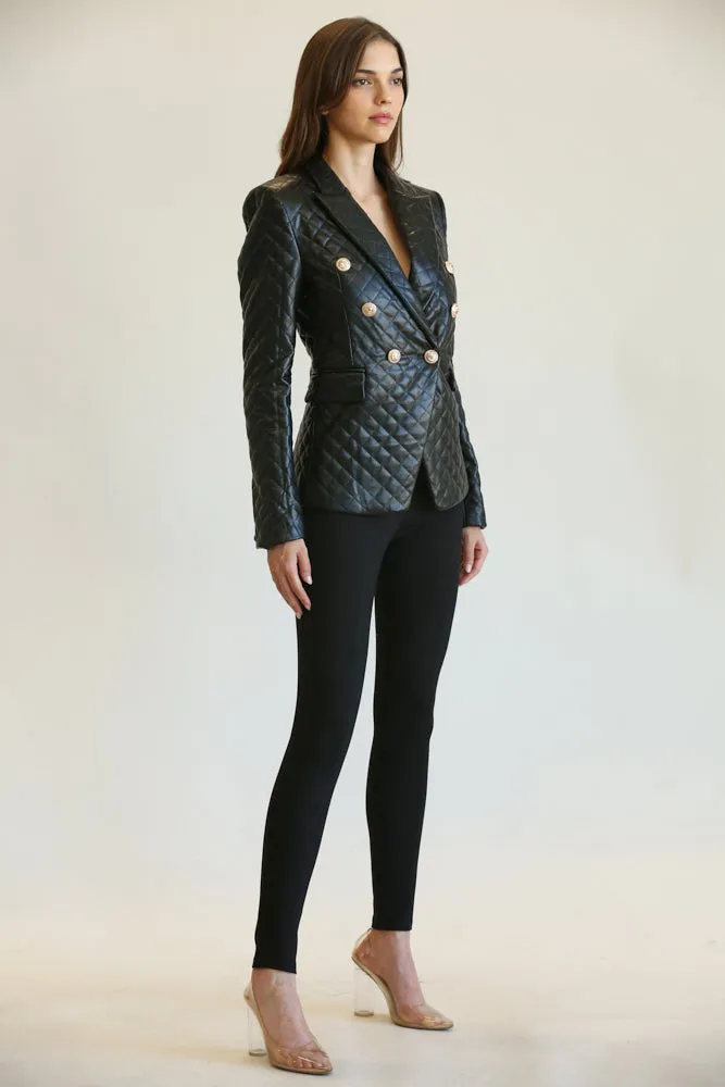 Stylish Faux Leather Blazer for Women