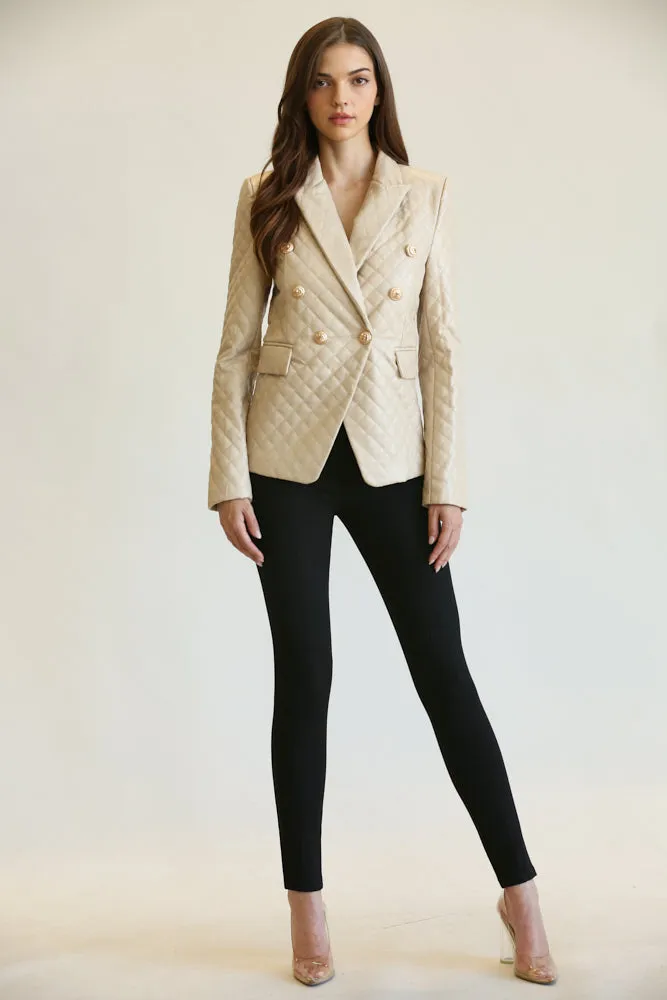 Stylish Faux Leather Blazer for Women