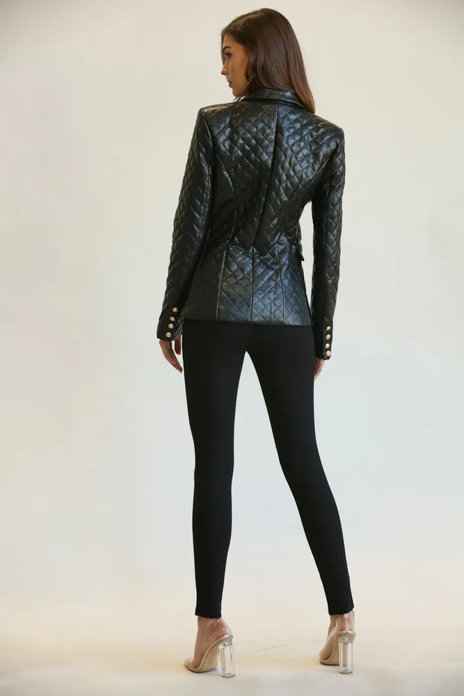 Stylish Faux Leather Blazer for Women