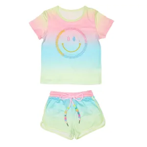 SUNSET SMILEY OMBRÉ TOP AND SHORTS SET
