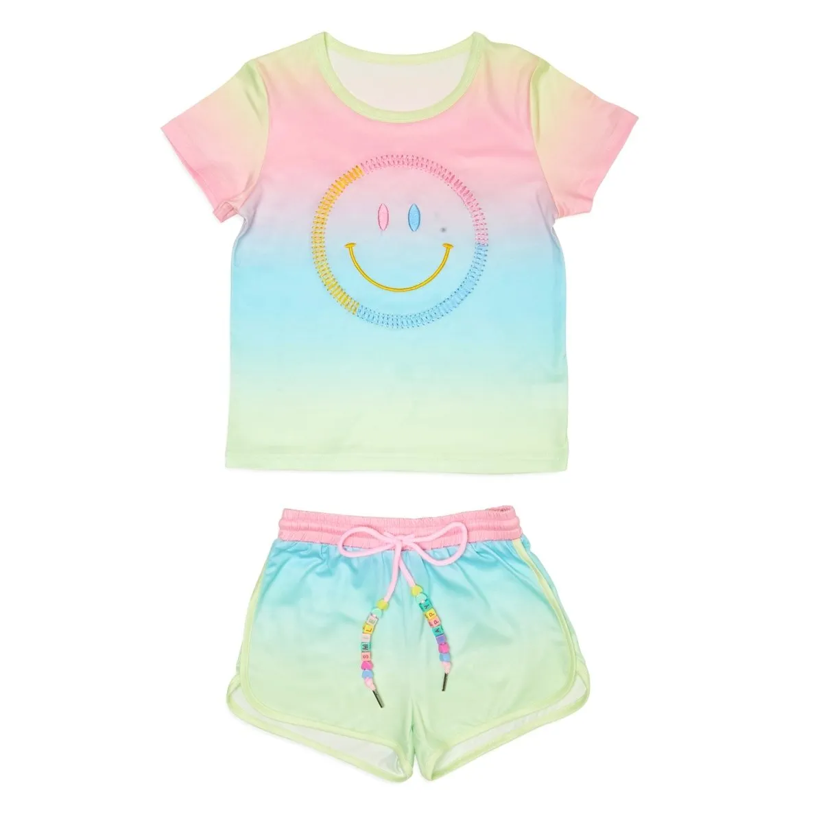 SUNSET SMILEY OMBRÉ TOP AND SHORTS SET