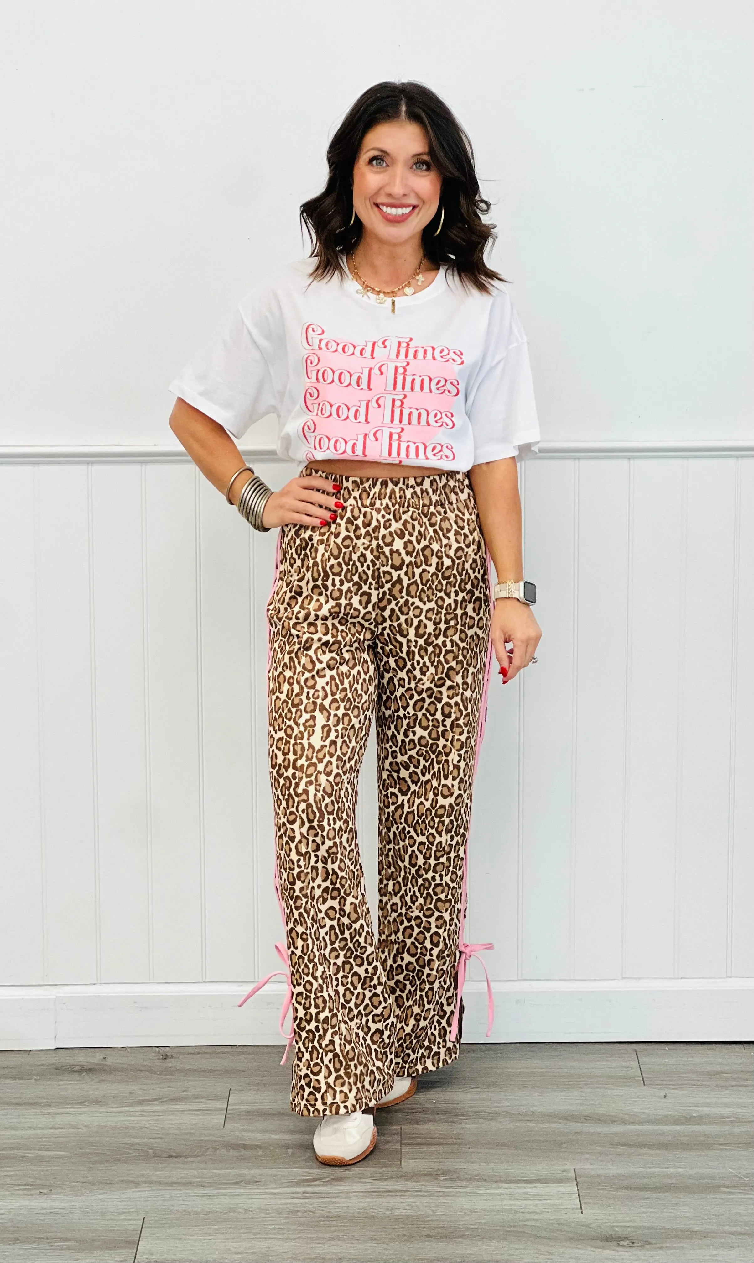 Taupe Leopard Bow Pants (Reg.)