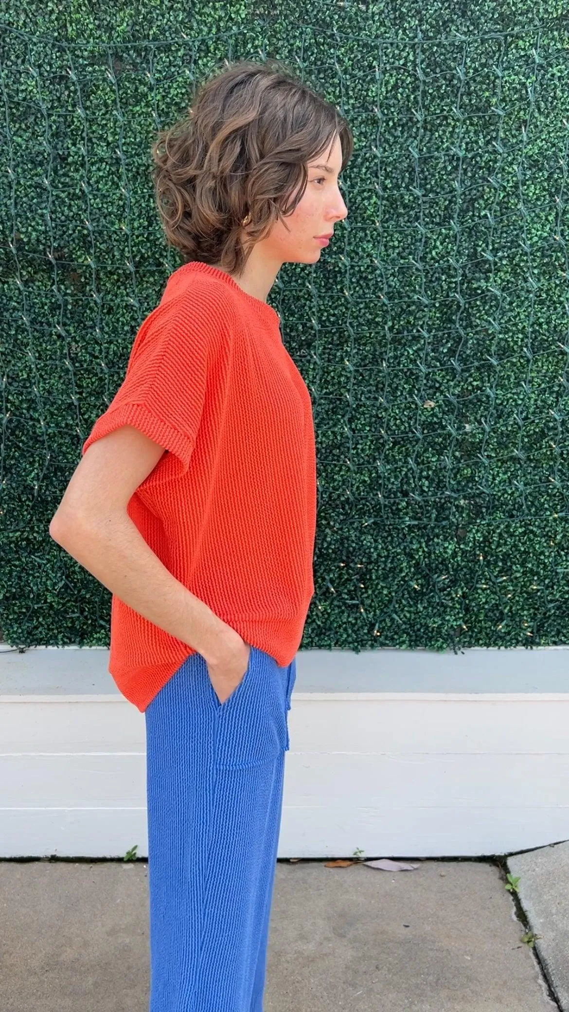 Textured Athleisure Stretch Pants