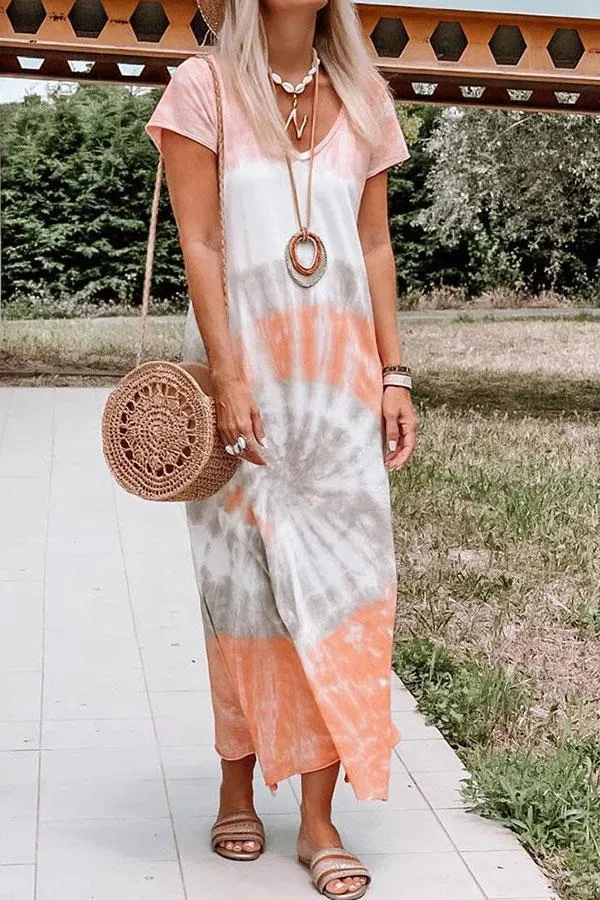 Tie Dye Relaxed Split Maxi Dress