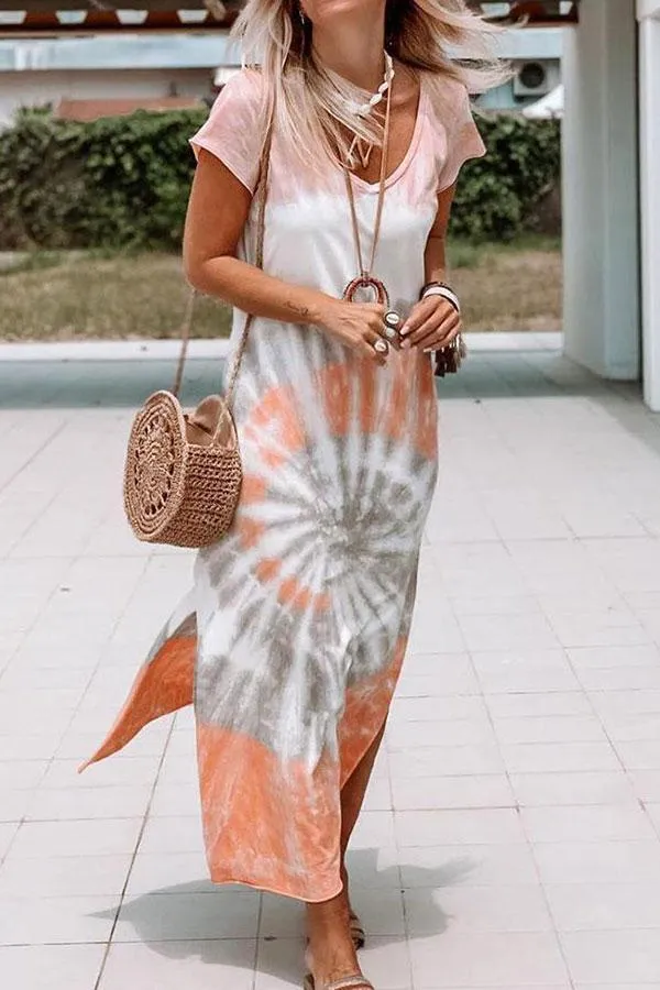 Tie Dye Relaxed Split Maxi Dress
