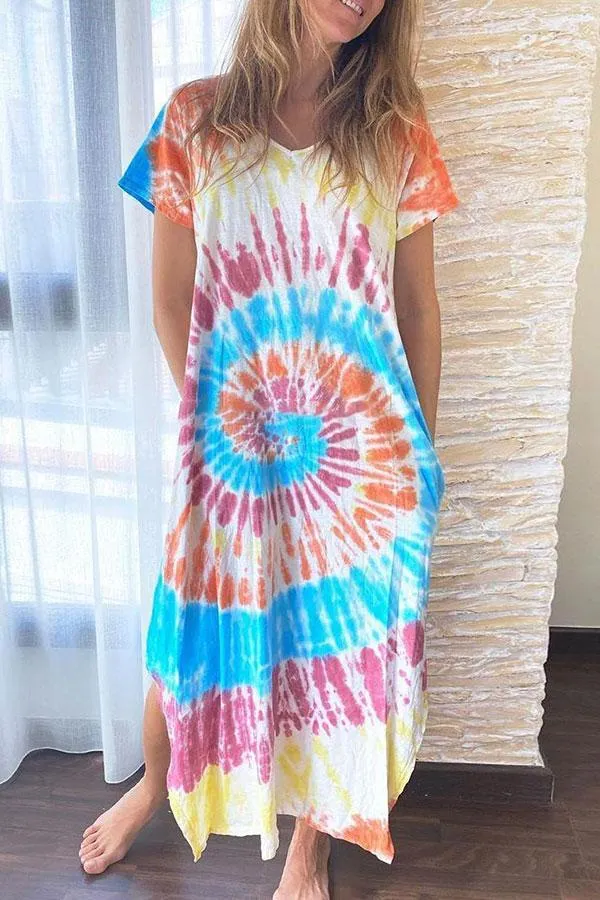 Tie Dye Relaxed Split Maxi Dress