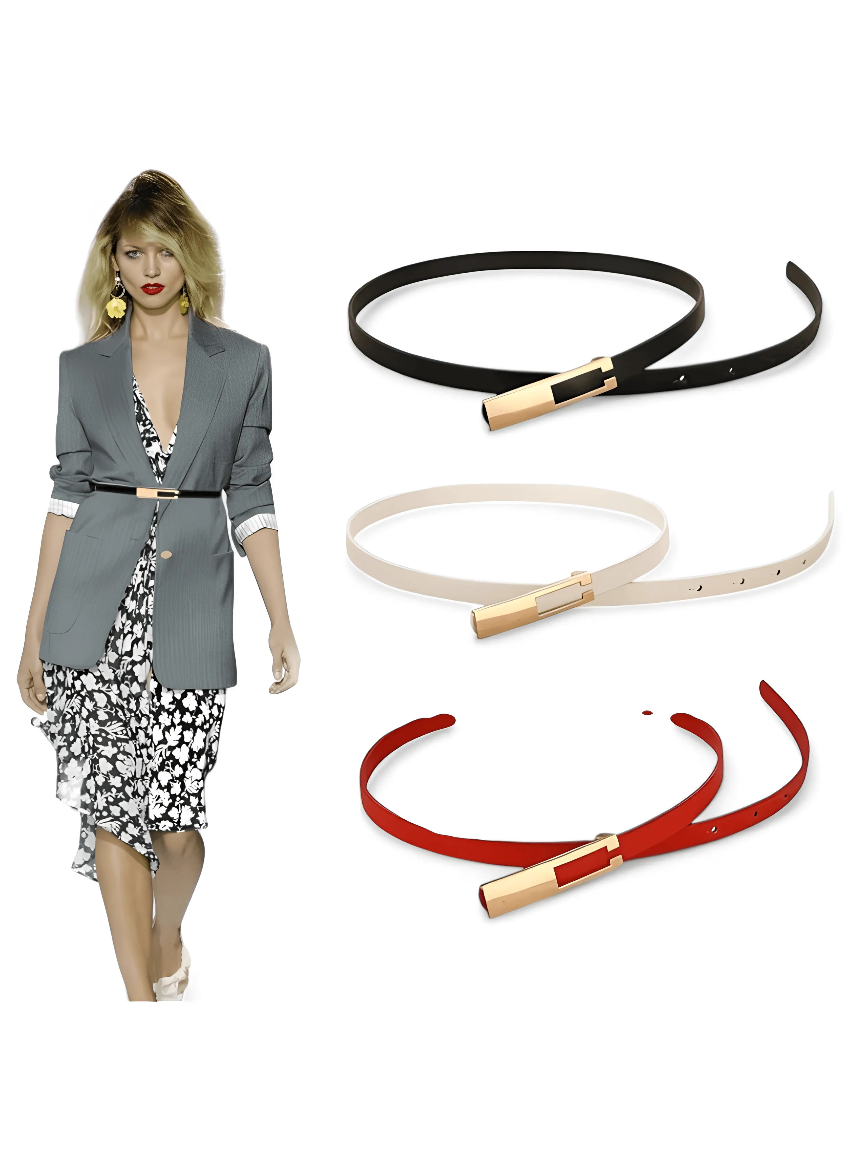 Timeless Chic: Vintage PU Leather Waist Belt with Gold Metal Buckle
