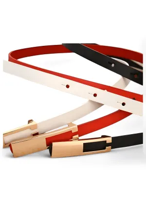 Timeless Chic: Vintage PU Leather Waist Belt with Gold Metal Buckle