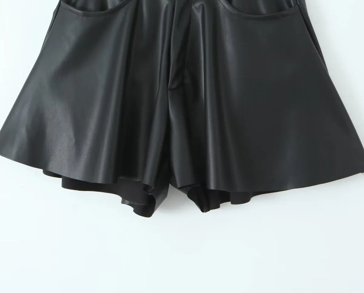 Trendy Faux Leather High Rise Skort – Autumn Winter Essential