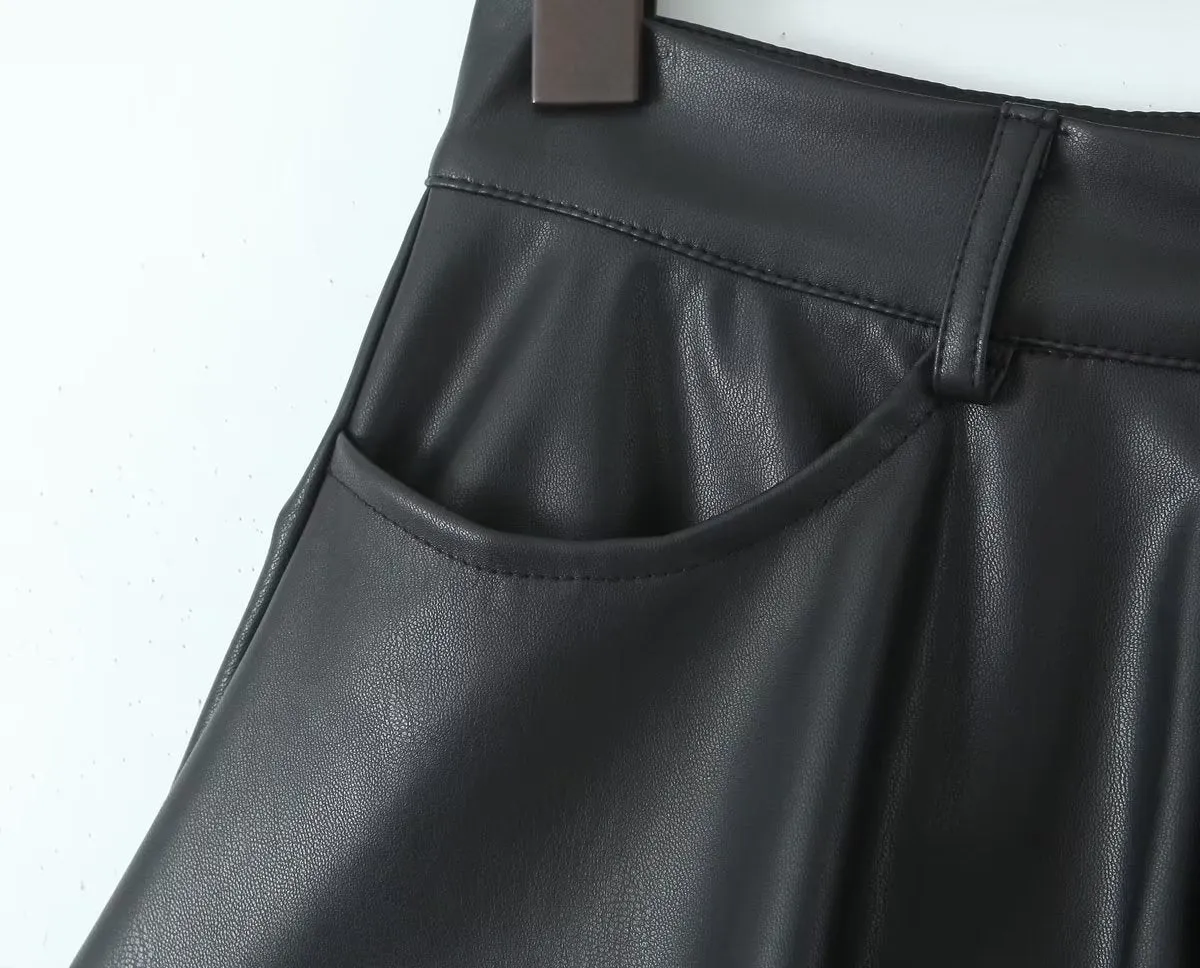 Trendy Faux Leather High Rise Skort – Autumn Winter Essential