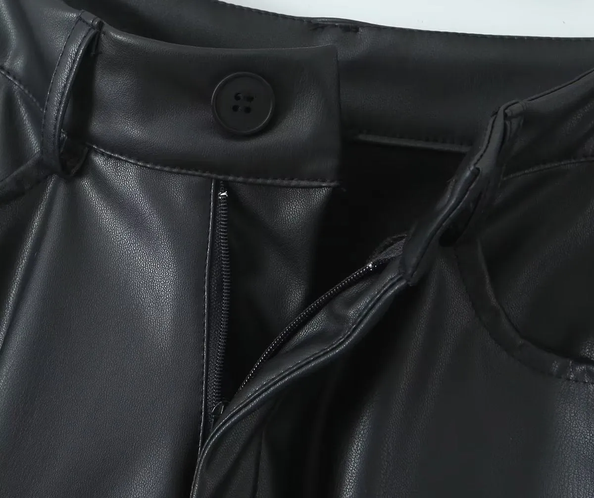 Trendy Faux Leather High Rise Skort – Autumn Winter Essential