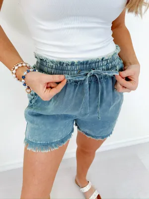 Trevor Trendy Washed Shorts - Blue Grey