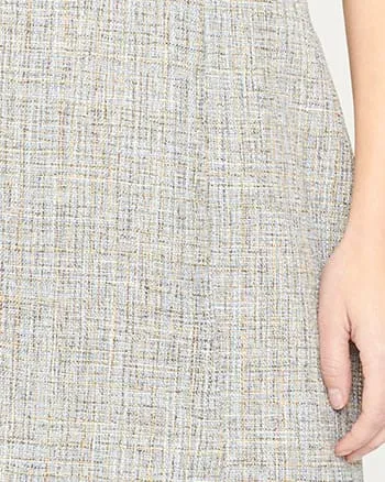 Unique Vintage Beige & Baby Blue Tweed Tina Trumpet Skirt | Beige & Baby Blue