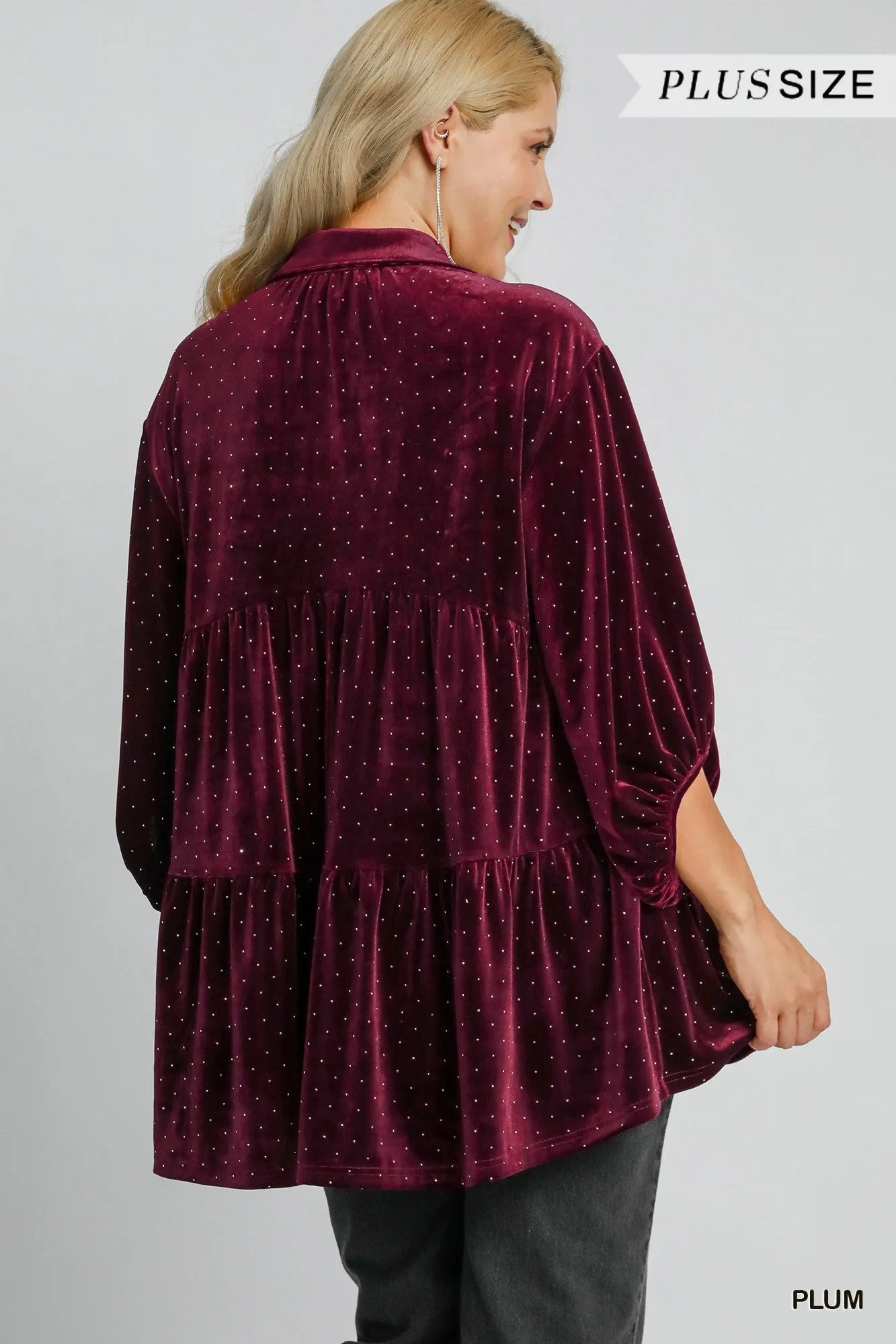 Vance Velvet Collared Tunic Dress - Plum