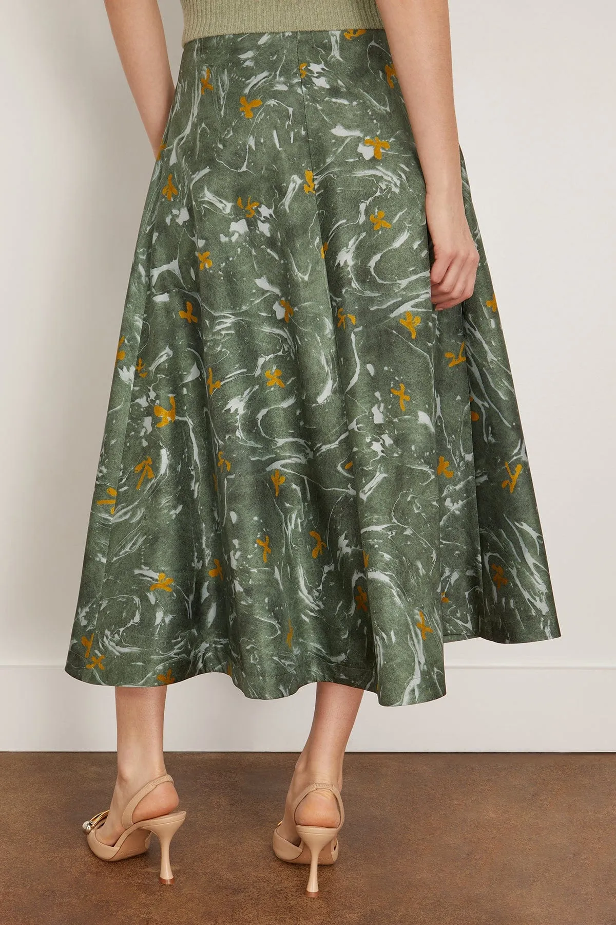Varda Skirt in Monstera Marbled Floral
