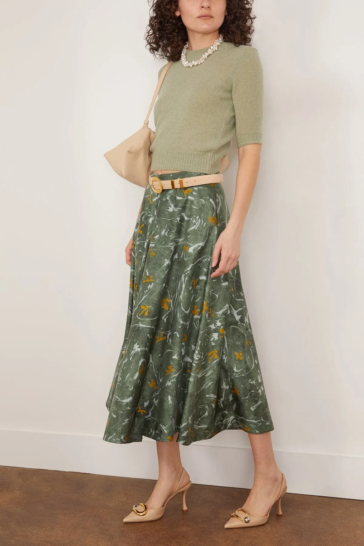 Varda Skirt in Monstera Marbled Floral